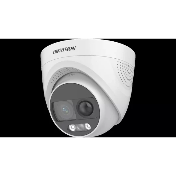 Hikvision DS-2CE72KF3T-PIRXO(2.8mm) Analóg HD, Turret, 3K, Fix 2.8mm, ColorVu, PIR, riasztás KI, fény és hang, 20m Fehér LED