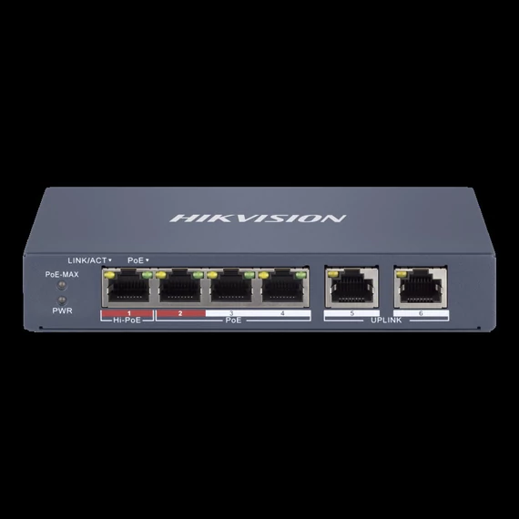 Hikvision DS-3E1106HP-EI Smart 100M POE switch, 60W, 4+2 port