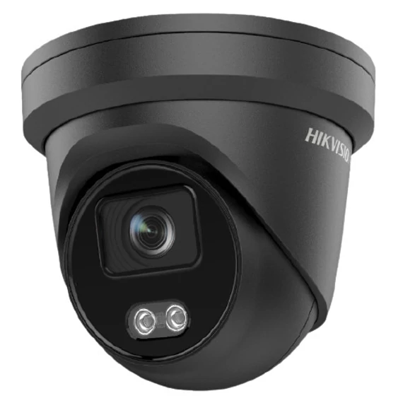 Hikvision DS-2CD2347G2-LU(2.8mm)(C)(BLACK) IP, Turret kamera, 4 MP, Fix objektív, 2.8mmColorVu, Fekete,  Fehér LED,  Mikrofon