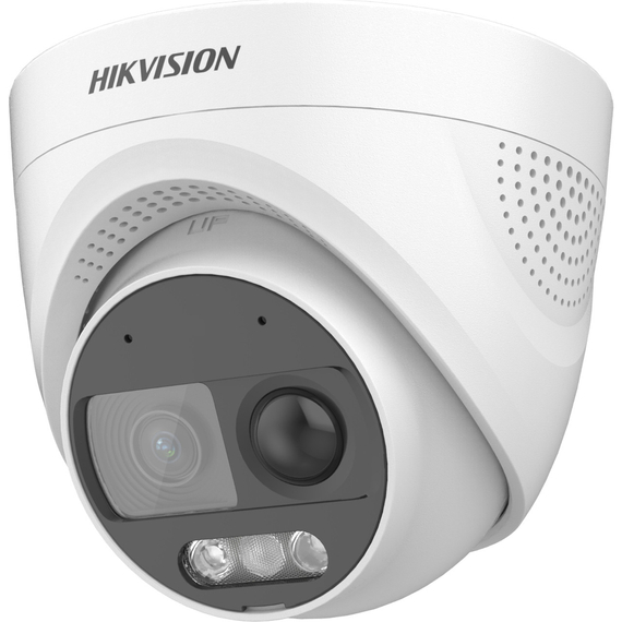 Hikvision DS-2CE72DF3T-PIRXOS(2.8mm) Analóg HD, Turret, 2 MP, Fix 2.8mm, ColorVu, PIR, mic, riasztás KI, fény és hang, 20m Fehér LED