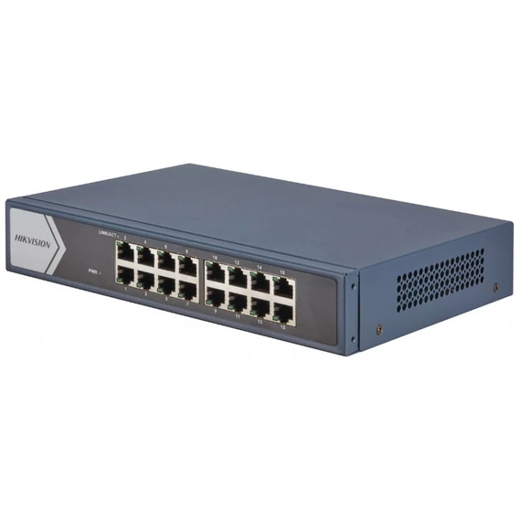 Hikvision DS-3E0516-E(B) Gigabit Switch, 16 port, fém házas