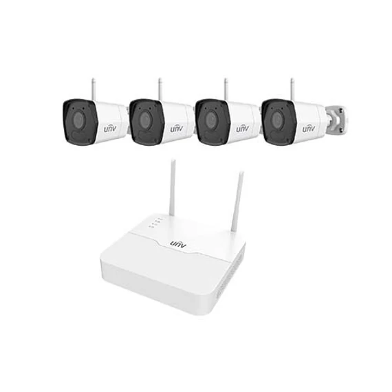 Uniview KIT/NVR301-04LS3-W/4x2122LB-ABF28WK-G WiFi szett - 4 csatornás NVR, 4db 2MP Wifi-s cső kamera