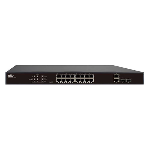 Uniview NSW2010-16T2GC-POE-IN 16 portos, 2 Uplinkes (Combo port) PoE switch, 30W/port, max kapacitás 250W