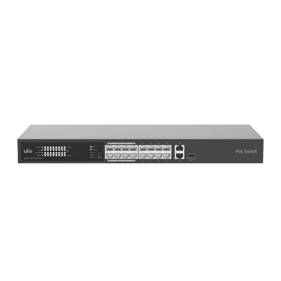 Uniview NSW2020-16T1GT1GC-POE-IN 16 portos, 2 Uplinkes (Combo port) PoE switch, 30W/port, max kapacitás 225W