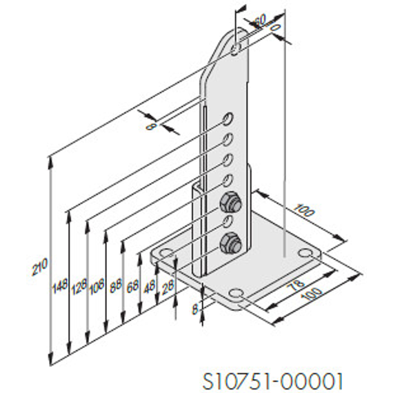 Sommer YS10755-00001 Oszlopoldali konzol, állítható 60-210 mm között, twist 200 E