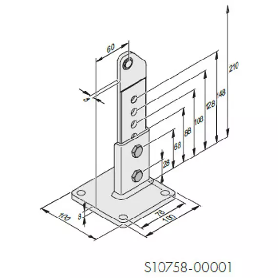 Sommer YS10759-00001 Oszlopoldali konzol állítható 60-210 mm között, twist 200 E
