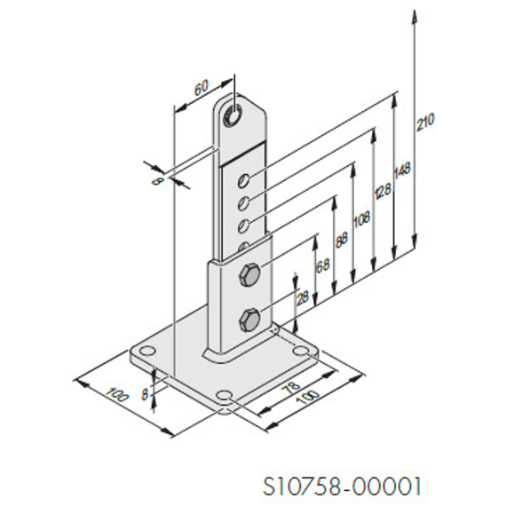 Sommer YS10758-00001 Oszlopoldali konzol állítható 60-210 mm között, twist 200 E